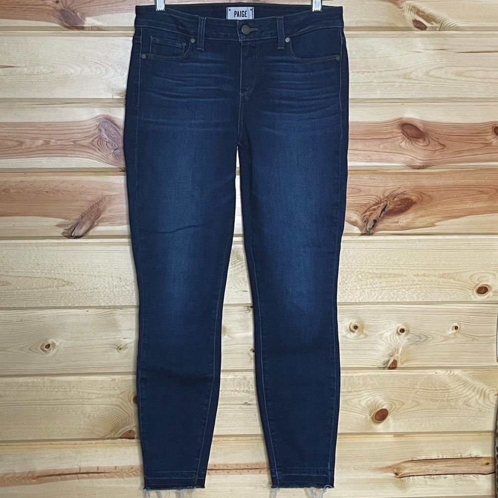 PAIGE Verdugo Ankle Jeans Women's Size 29 Denim Raw Hem Mid Rise Stretch Skinny - Picture 2 of 11